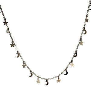 Elegant Celestial Moon Star Charm Necklace Gold Tone Boho Fashion Jewelry Women